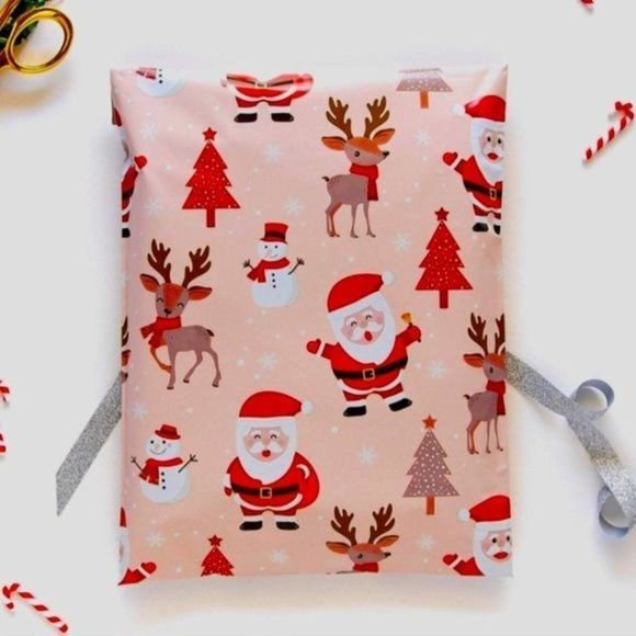 Other - Christmas Santa & Reindeer Poly Mailers Holiday Shipping Bags Nwt